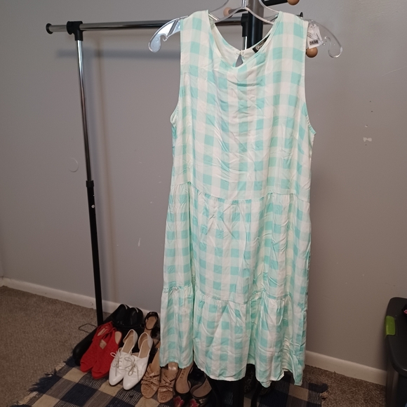 PrettyGarden Dresses & Skirts - PrettyGarden Seafoam Green/White Gingham Dress Size Medium